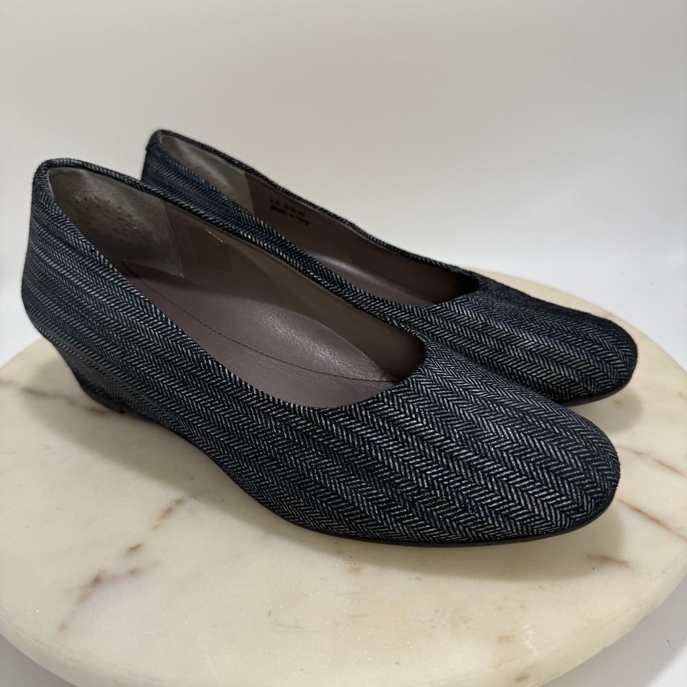 SAS Sofia Leather Wedge Pumps Made in Italy, Size 9WW